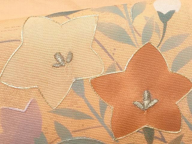 平和屋着物＊夏物 九寸名古屋帯 駒刺繍 桔梗 金銀糸 正絹 逸品 CAAW5500fb
