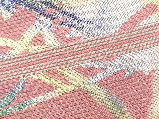 平和屋着物＊夏物 西陣 川島織物 九寸名古屋帯 枝花文 金銀糸 正絹 逸品 CAAW5503fb