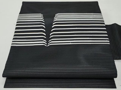 平和屋着物＊夏物 九寸名古屋帯 絽綴れ 吉祥文 黒地 金糸 三越扱い 正絹 逸品 CAAW5504fb