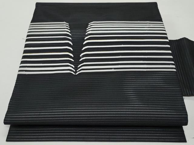 平和屋着物＊夏物 九寸名古屋帯 絽綴れ 吉祥文 黒地 金糸 三越扱い 正絹 逸品 CAAW5504fb