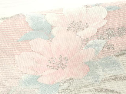平和屋着物＊夏物 九寸名古屋帯 草花文 銀糸 正絹 逸品 CAAW5506fb