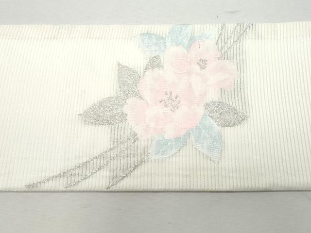 平和屋着物＊夏物 九寸名古屋帯 草花文 銀糸 正絹 逸品 CAAW5506fb