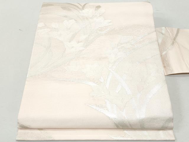 平和屋着物＊夏物 九寸名古屋帯 秋草文 銀糸 正絹 逸品 CAAW5507fb