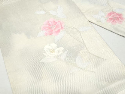 平和屋着物＊夏物 九寸名古屋帯 枝花文 金銀糸 正絹 逸品 CAAW5508fb