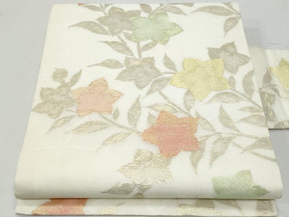 平和屋着物＊夏物 九寸名古屋帯 枝花文 金糸 正絹 逸品 CAAW5511fb