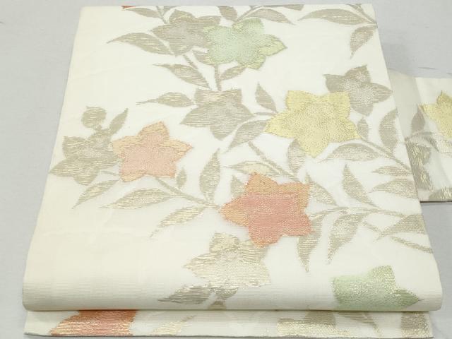 平和屋着物＊夏物 九寸名古屋帯 枝花文 金糸 正絹 逸品 CAAW5511fb