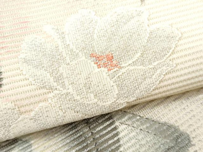 平和屋着物＊夏物 九寸名古屋帯 手描き 枝花文 銀糸 正絹 逸品 CAAW5512fb