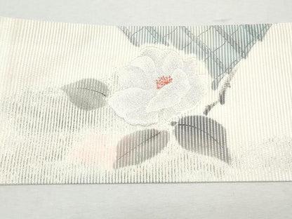 平和屋着物＊夏物 九寸名古屋帯 手描き 枝花文 銀糸 正絹 逸品 CAAW5512fb