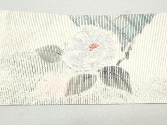 平和屋着物＊夏物 九寸名古屋帯 手描き 枝花文 銀糸 正絹 逸品 CAAW5512fb