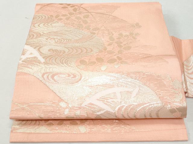 平和屋着物＊夏物 九寸名古屋帯 流水籬文 金糸 正絹 逸品 CAAW5513fb