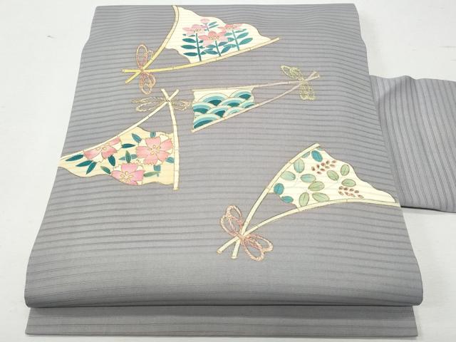 平和屋着物＊夏物 塩瀬 九寸名古屋帯 作家物 扇面吉祥文 金彩 正絹 逸品 CAAW5514fb