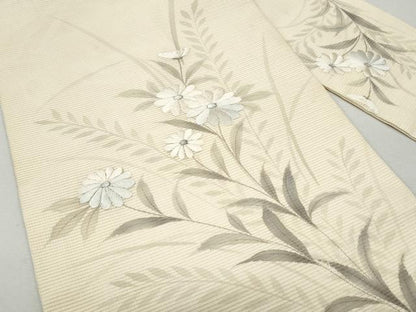 平和屋着物＊夏物 九寸名古屋帯 作家物 刺繍 枝花文 銀彩 正絹 逸品 CAAW5516fb