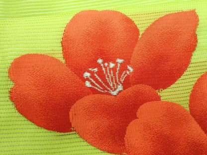 平和屋着物＊夏物 九寸名古屋帯 枝花文 銀糸 正絹 逸品 CAAW5519fb