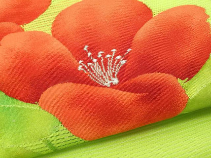 平和屋着物＊夏物 九寸名古屋帯 枝花文 銀糸 正絹 逸品 CAAW5519fb