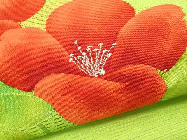 平和屋着物＊夏物 九寸名古屋帯 枝花文 銀糸 正絹 逸品 CAAW5519fb
