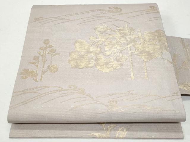 平和屋着物＊夏物 九寸名古屋帯 立波草花文 金糸 正絹 逸品 CAAW5521fb
