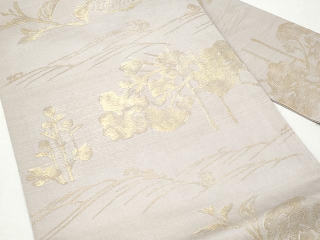 平和屋着物＊夏物 九寸名古屋帯 立波草花文 金糸 正絹 逸品 CAAW5521fb