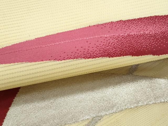 平和屋着物＊夏物 九寸名古屋帯 枝葉文 銀糸 正絹 逸品 CAAW5522fb