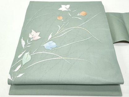 平和屋着物＊夏物 九寸名古屋帯 枝花文 金銀糸 正絹 逸品 CAAW5525fb