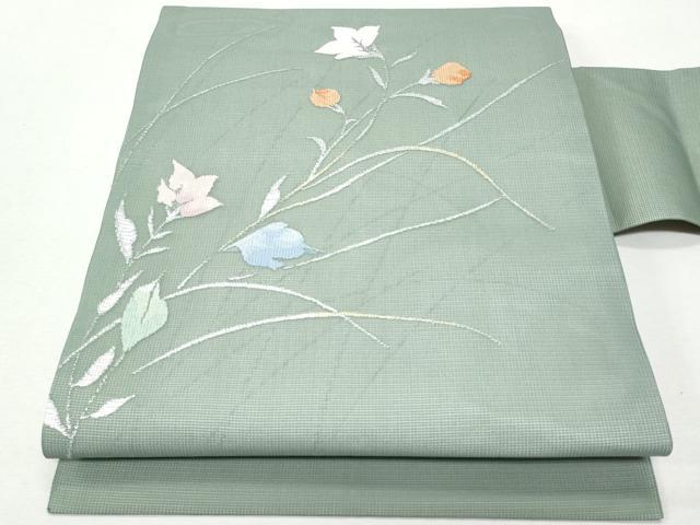 平和屋着物＊夏物 九寸名古屋帯 枝花文 金銀糸 正絹 逸品 CAAW5525fb
