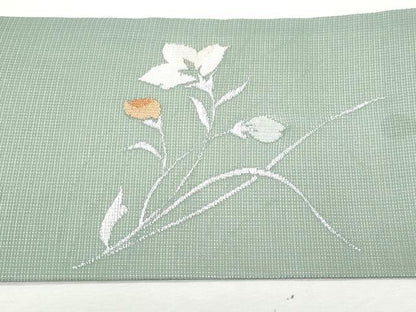 平和屋着物＊夏物 九寸名古屋帯 枝花文 金銀糸 正絹 逸品 CAAW5525fb