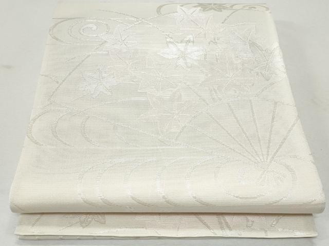 平和屋着物＊夏物 六通柄袋帯 流水扇面文 銀糸 正絹 逸品 CAAW5572fb