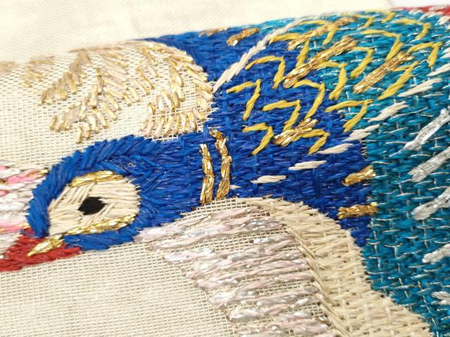 平和屋着物＊夏物 アンティーク 大正ロマン 九寸名古屋帯 引き抜き帯 総刺繍 飛鳥文 金銀糸 正絹 逸品 CAAW5575fb