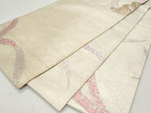 平和屋着物＊夏物 アンティーク 大正ロマン 九寸名古屋帯 引き抜き帯 総刺繍 飛鳥文 金銀糸 正絹 逸品 CAAW5575fb