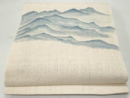平和屋着物＊夏物 八寸名古屋帯 作家物 型染め 遠山文 麻 逸品 CAAW5592fb