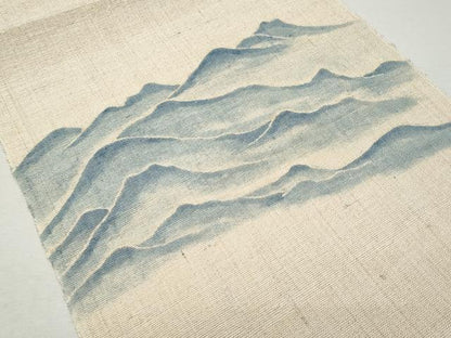 平和屋着物＊夏物 八寸名古屋帯 作家物 型染め 遠山文 麻 逸品 CAAW5592fb