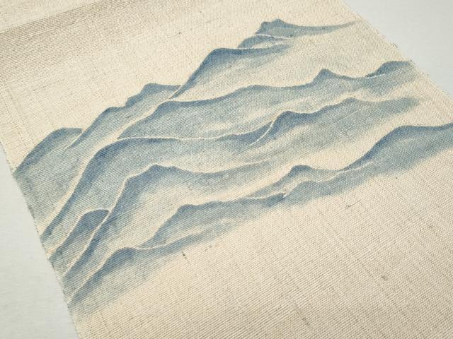 平和屋着物＊夏物 八寸名古屋帯 作家物 型染め 遠山文 麻 逸品 CAAW5592fb