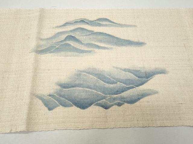 平和屋着物＊夏物 八寸名古屋帯 作家物 型染め 遠山文 麻 逸品 CAAW5592fb