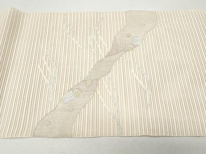 平和屋着物＊夏物 八寸名古屋帯 絽綴れ 立波文 金銀糸 正絹 逸品 CAAW5593fb