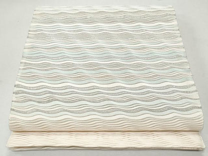 平和屋着物＊夏物 八寸名古屋帯 絽綴れ よろけ縞 銀糸 正絹 逸品 CAAW5594fb