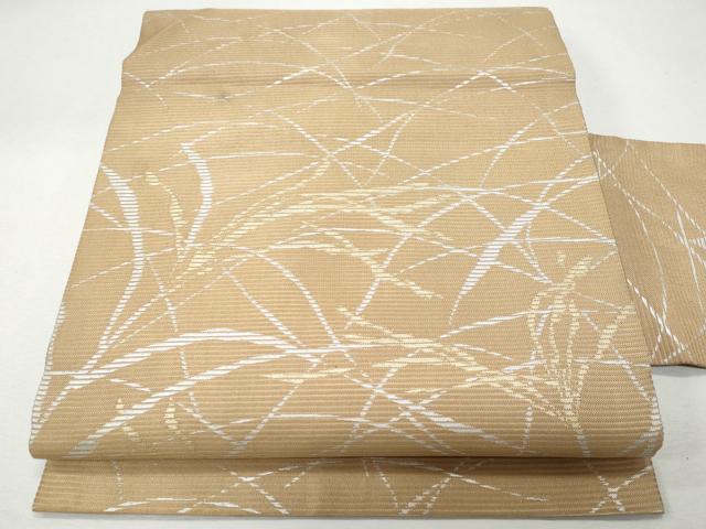 平和屋着物＊夏物 九寸名古屋帯 芝草文 金銀糸 正絹 逸品 CAAW5599fb