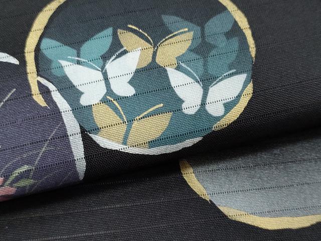 平和屋着物＊夏物 塩瀬 九寸名古屋帯 花丸文 黒地 金銀彩 正絹 逸品 CAAW5600fb