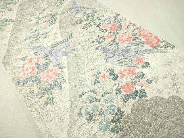平和屋着物▼六通柄袋帯　唐織　深山花鳥文　九百錦プラチナ箔　正絹　逸品　CAAW5610vp