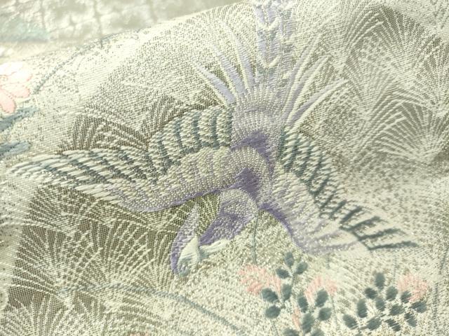 平和屋着物▼六通柄袋帯　唐織　深山花鳥文　九百錦プラチナ箔　正絹　逸品　CAAW5610vp