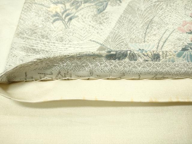 平和屋着物▼六通柄袋帯　唐織　深山花鳥文　九百錦プラチナ箔　正絹　逸品　CAAW5610vp