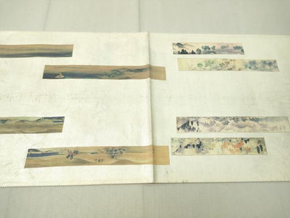 平和屋着物▼六通柄袋帯　手描き　短冊人物風景文　金銀彩　正絹　逸品　CAAW5635vp
