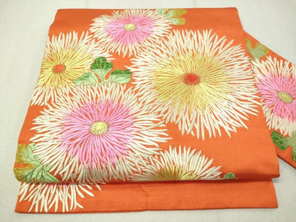 平和屋着物●アンティーク　大正ロマン　総刺繍　九寸名古屋帯　菊花文　金銀糸　正絹　逸品　CAAW5675vp