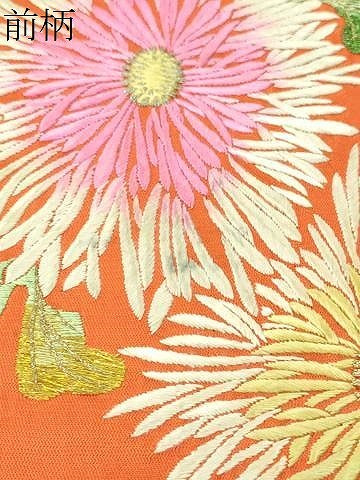 平和屋着物●アンティーク　大正ロマン　総刺繍　九寸名古屋帯　菊花文　金銀糸　正絹　逸品　CAAW5675vp