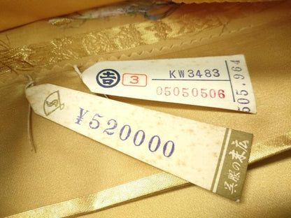 平和屋着物●西陣 長嶋成織物謹製 六通柄袋帯 唐織 能衣雪輪絢麗文 瀞金錦 本金箔 証紙付き 上代52万 正絹 逸品 未使用 CAAW5804vp