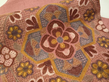 平和屋着物●総刺繍　中国三大刺繍　スワトウ相良刺繍　九寸名古屋帯　紬地　正倉院花文　正絹　逸品　CAAW5819vp