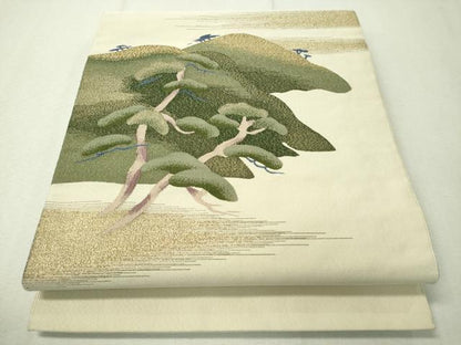 平和屋着物●爪掻き本綴れ 八寸名古屋帯 遠山松文 金糸 正絹 逸品 CAAW5820vp