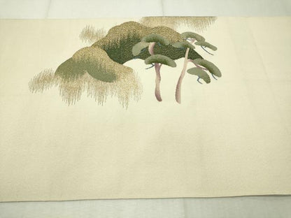 平和屋着物●爪掻き本綴れ 八寸名古屋帯 遠山松文 金糸 正絹 逸品 CAAW5820vp