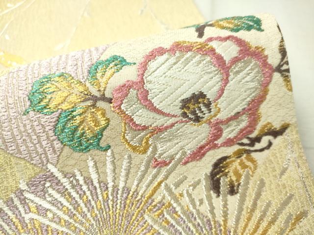 平和屋着物●六通柄袋帯 唐織 色紙重ね花文 金銀糸 正絹 逸品 CAAW5830vp