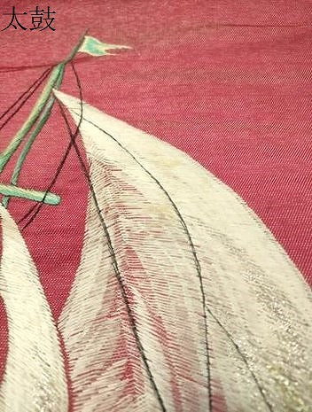 平和屋着物●アンティーク　大正ロマン　総刺繍　九寸名古屋帯　立波船文　金銀糸　正絹　逸品　CAAW5855vp