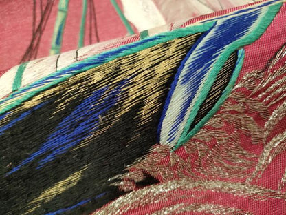 平和屋着物●アンティーク　大正ロマン　総刺繍　九寸名古屋帯　立波船文　金銀糸　正絹　逸品　CAAW5855vp