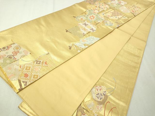 平和屋着物▼六通柄袋帯　唐織　誰が袖　金糸　正絹　逸品　CAAW5932vp